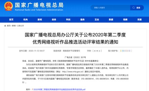 網(wǎng)絡(luò)視聽精品綻放 2020年第二季度30部作品獲國家廣電總局表彰